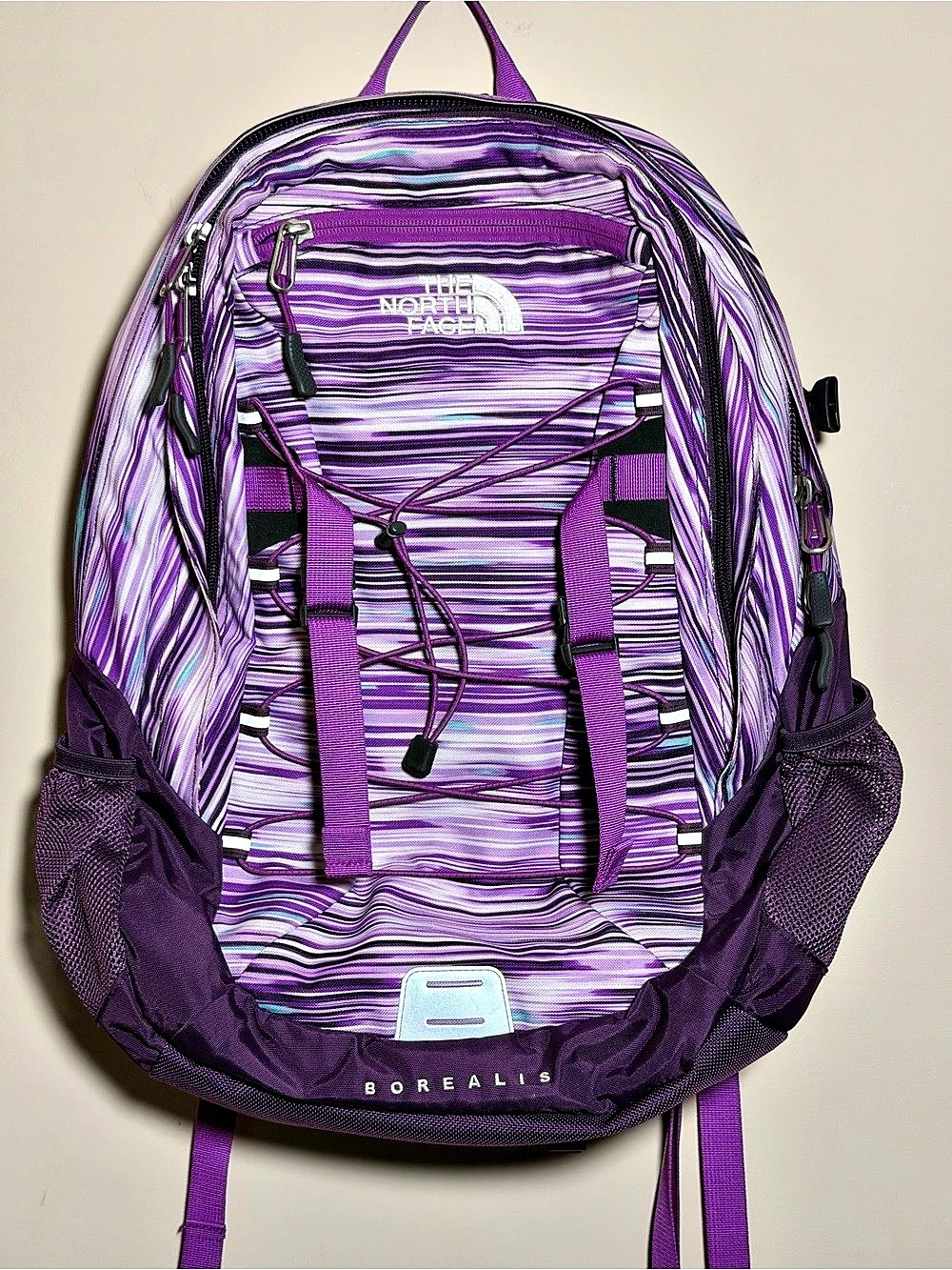 The North Face Borealis Backpack Purple Striped Hiking School Laptop Daypack